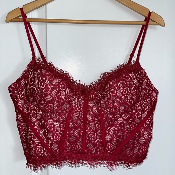 Bebe 2 COLOR SCALLOP CORDED LACE BUSTIER size 8 - Picture 5 of 7